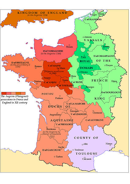 Map of France in 1154